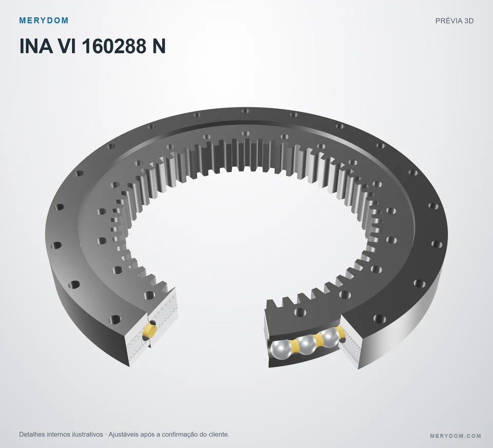 Prévia do modelo 3D do rolamento de giro de substituição MERYDOM para INA VI 160288 N.