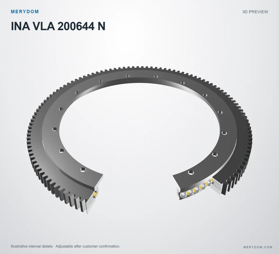 3D model preview of the MERYDOM replacement slewing bearing for INA VLA 200644 N.