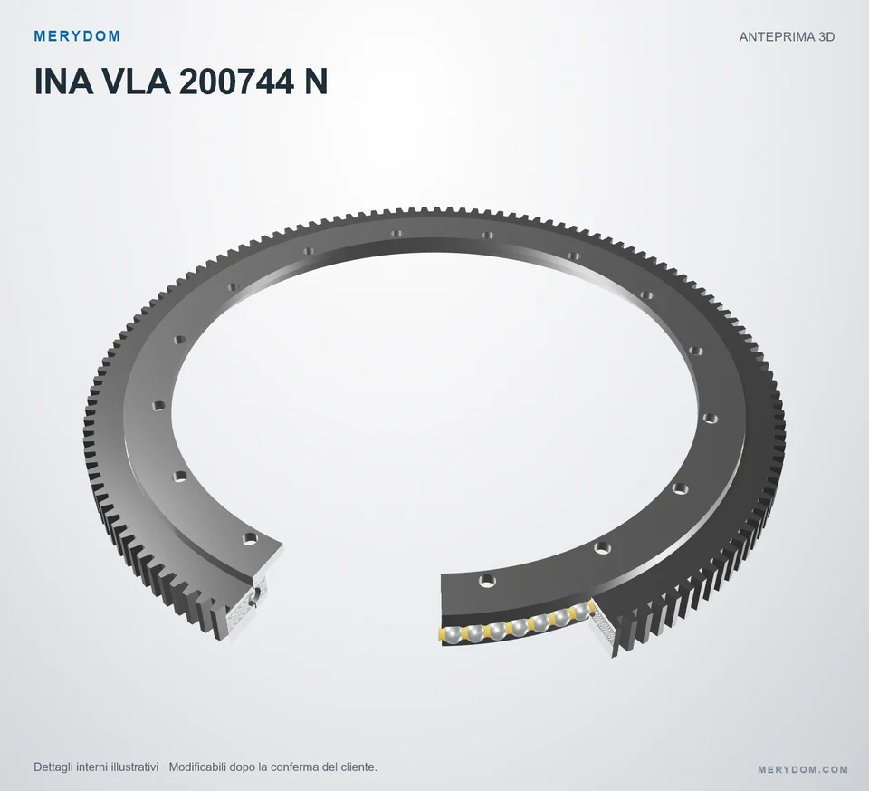 Anteprima del modello 3D del cuscinetto di rotazione sostitutivo MERYDOM per INA VLA 200744 N.