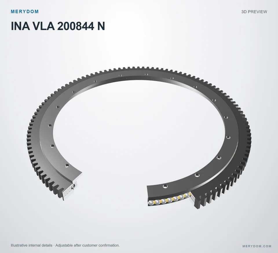 3D model preview of the MERYDOM replacement slewing bearing for INA VLA 200844 N.
