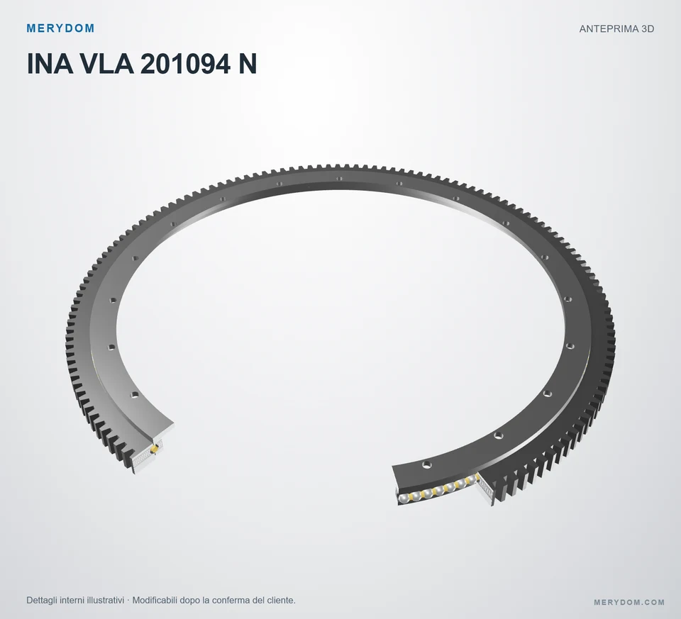 Anteprima del modello 3D del cuscinetto di rotazione sostitutivo MERYDOM per INA VLA 201094 N.