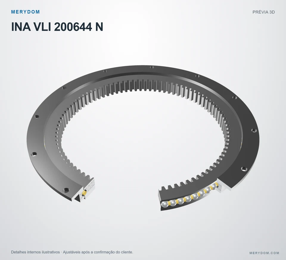 Prévia do modelo 3D do rolamento de giro de substituição MERYDOM para INA VLI 200644 N.