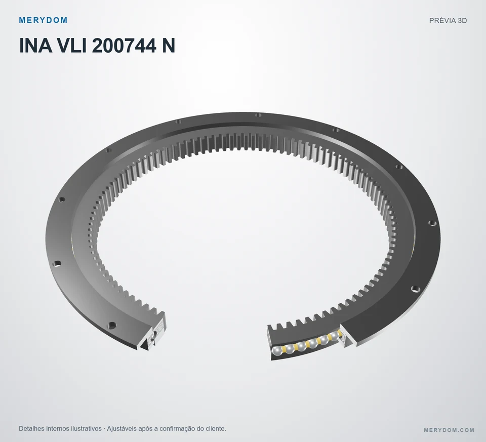 Prévia do modelo 3D do rolamento de giro de substituição MERYDOM para INA VLI 200744 N.