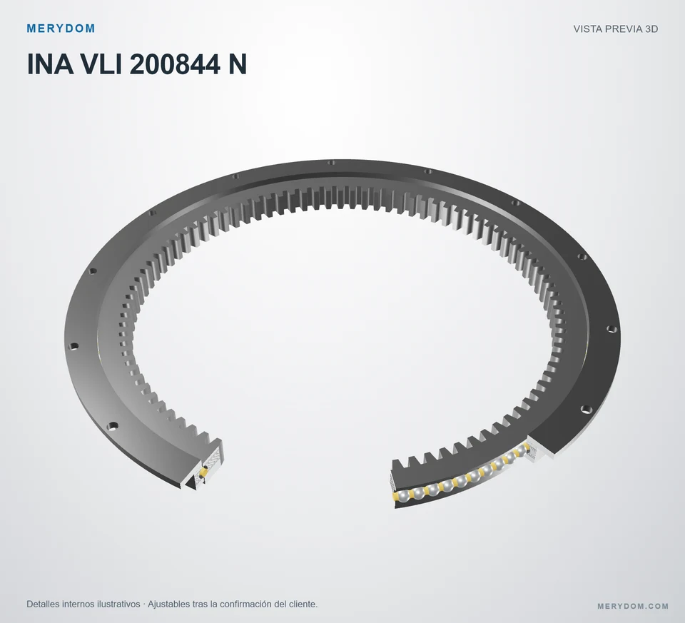 Vista previa del modelo 3D de la corona de giro de sustitución MERYDOM para INA VLI 200844 N.