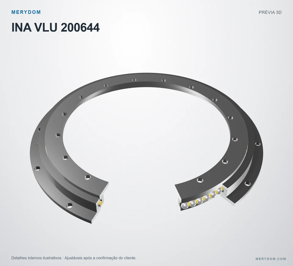 Prévia do modelo 3D do rolamento de giro de substituição MERYDOM para INA VLU 200644.