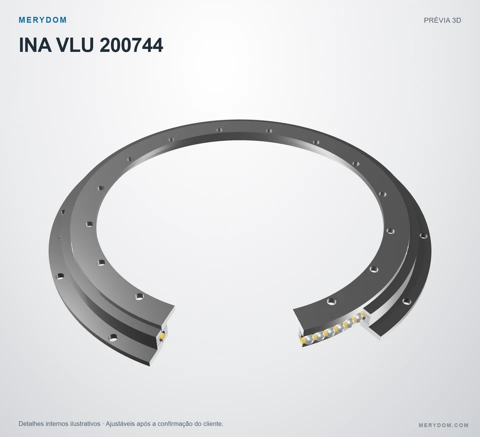 Prévia do modelo 3D do rolamento de giro de substituição MERYDOM para INA VLU 200744.