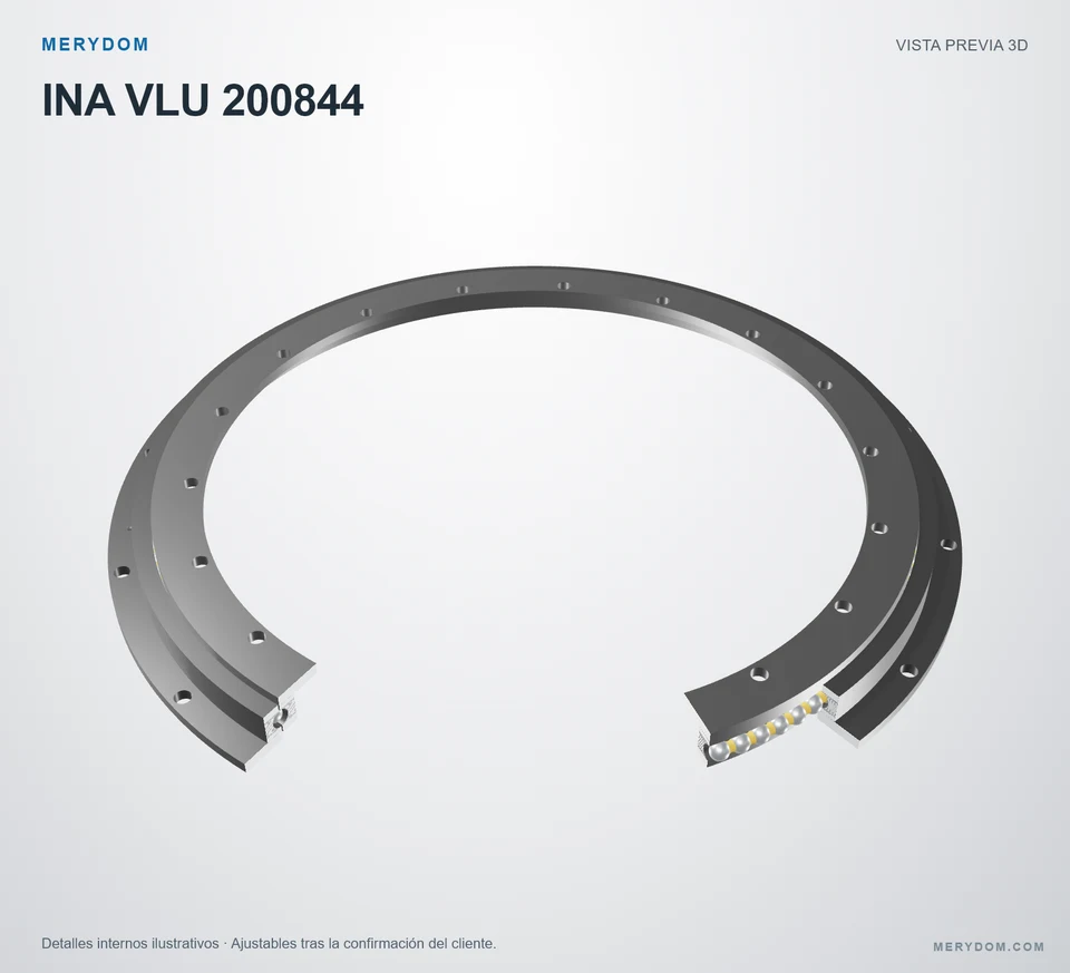 Vista previa del modelo 3D de la corona de giro de sustitución MERYDOM para INA VLU 200844.