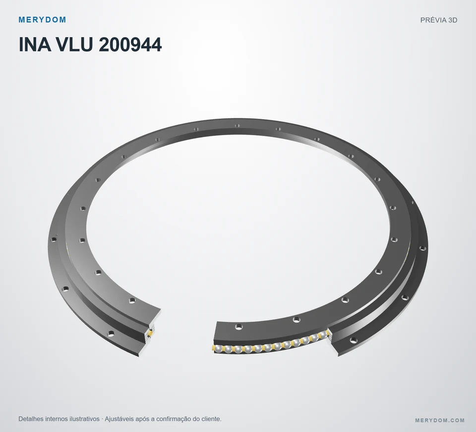 Prévia do modelo 3D do rolamento de giro de substituição MERYDOM para INA VLU 200944.
