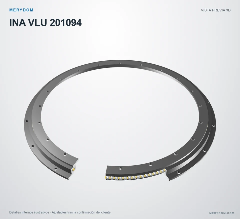 Vista previa del modelo 3D de la corona de giro de sustitución MERYDOM para INA VLU 201094.