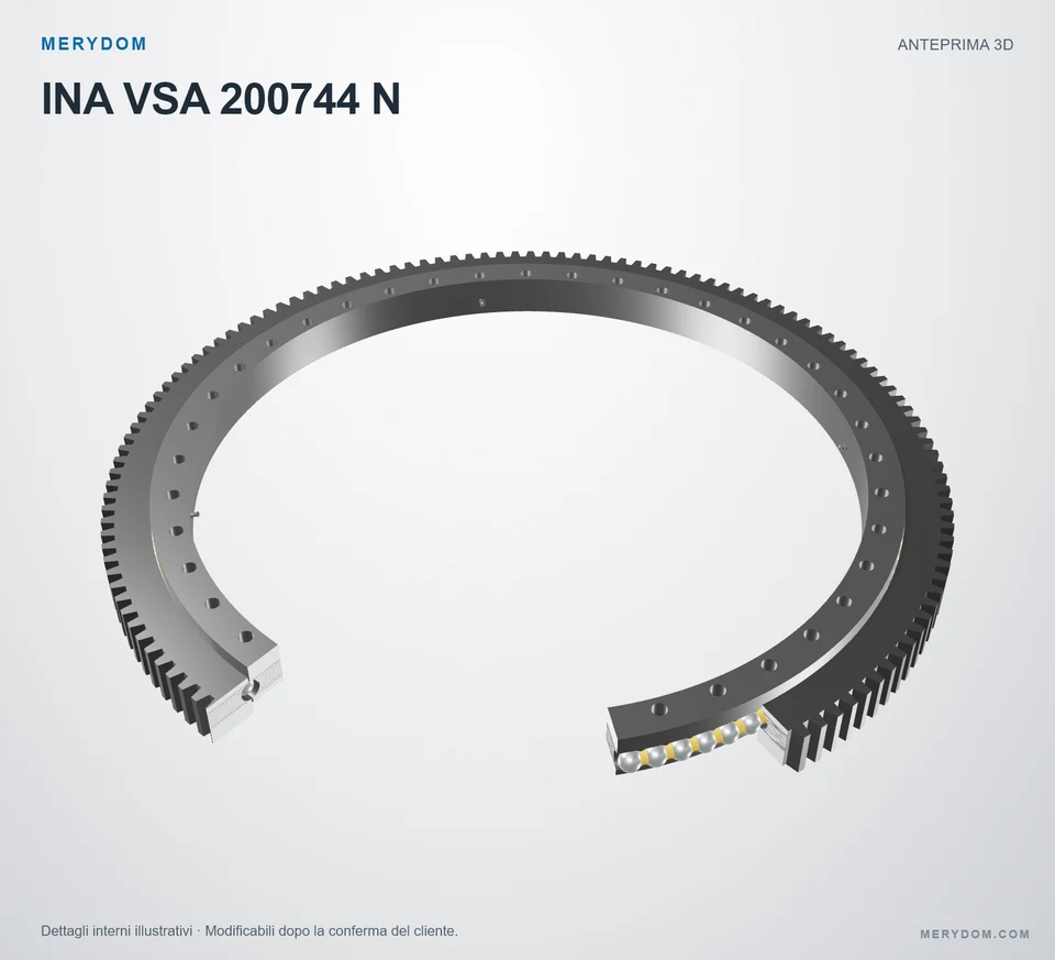 Anteprima del modello 3D del cuscinetto di rotazione sostitutivo MERYDOM per INA VSA 200744 N.