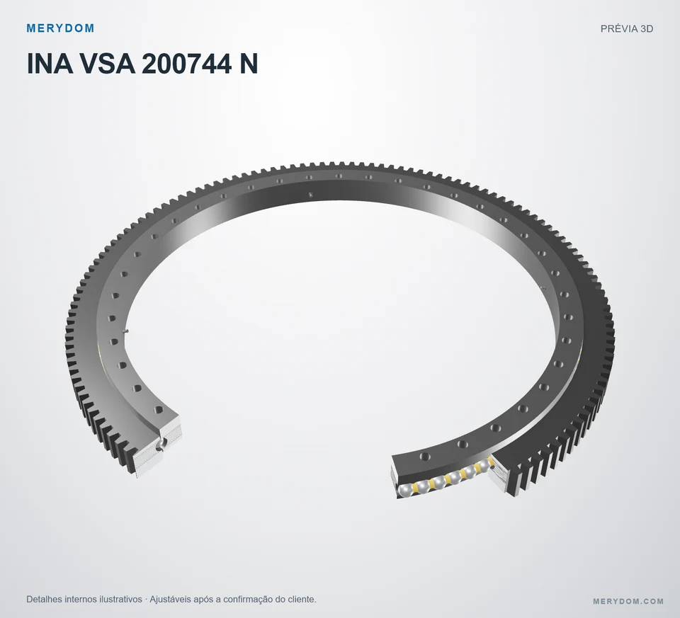 Prévia do modelo 3D do rolamento de giro de substituição MERYDOM para INA VSA 200744 N.