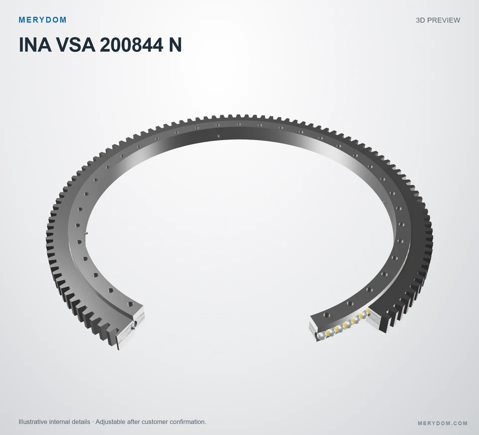 3D model preview of the MERYDOM replacement slewing bearing for INA VSA 200844 N.