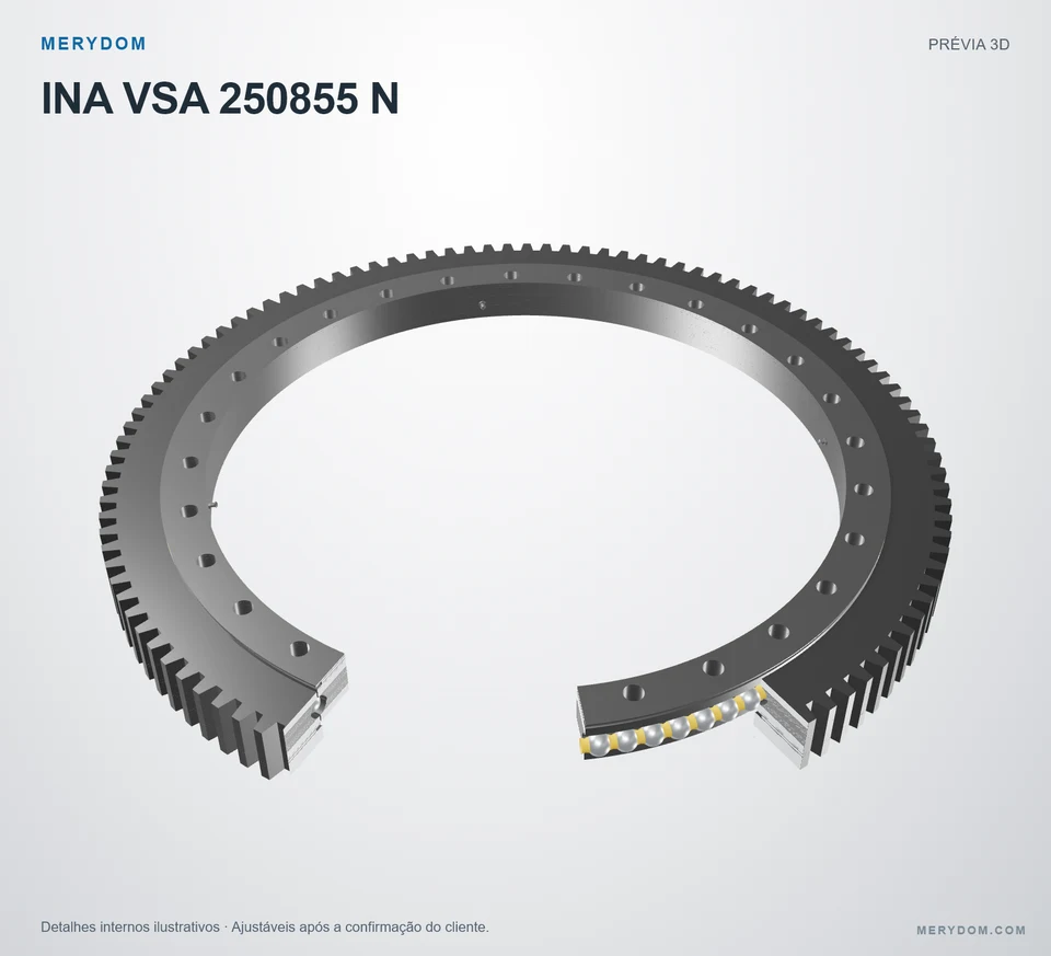 Prévia do modelo 3D do rolamento de giro de substituição MERYDOM para INA VSA 250855 N.
