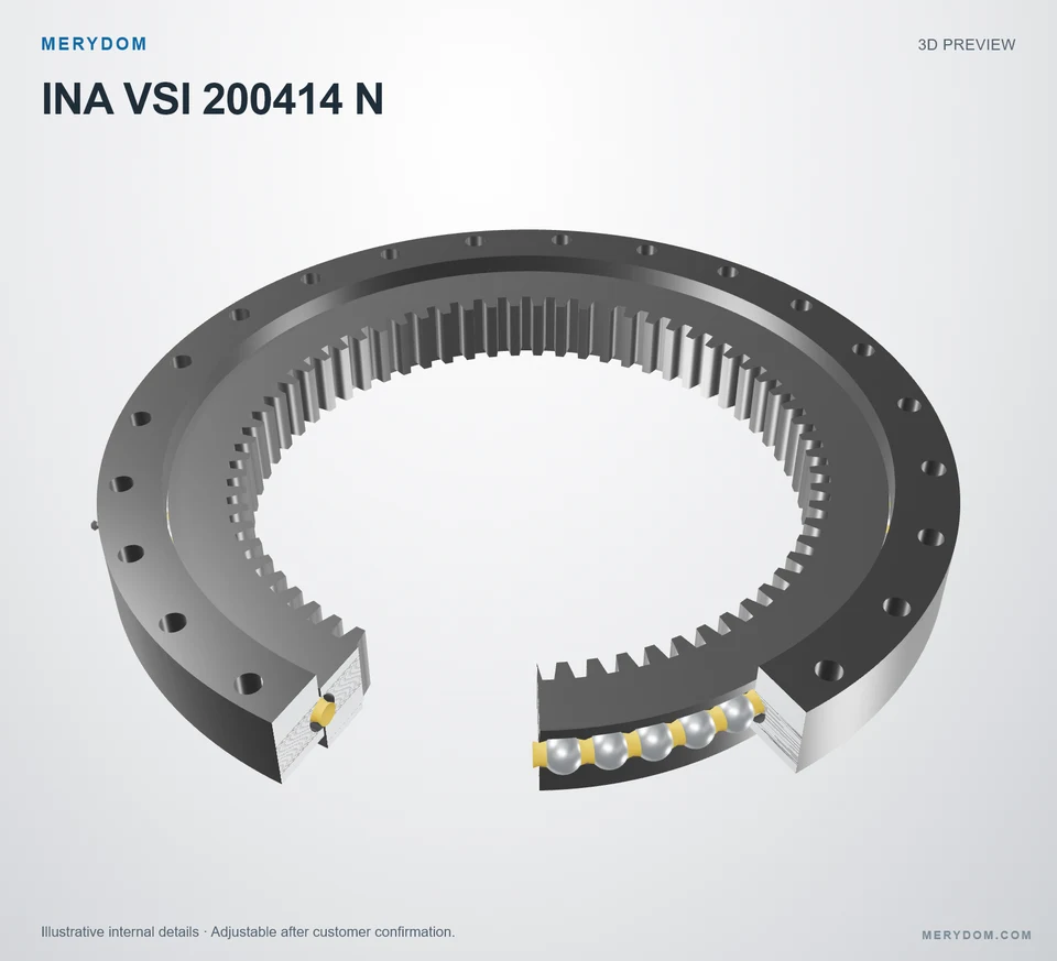 3D model preview of the MERYDOM replacement slewing bearing for INA VSI 200414 N.