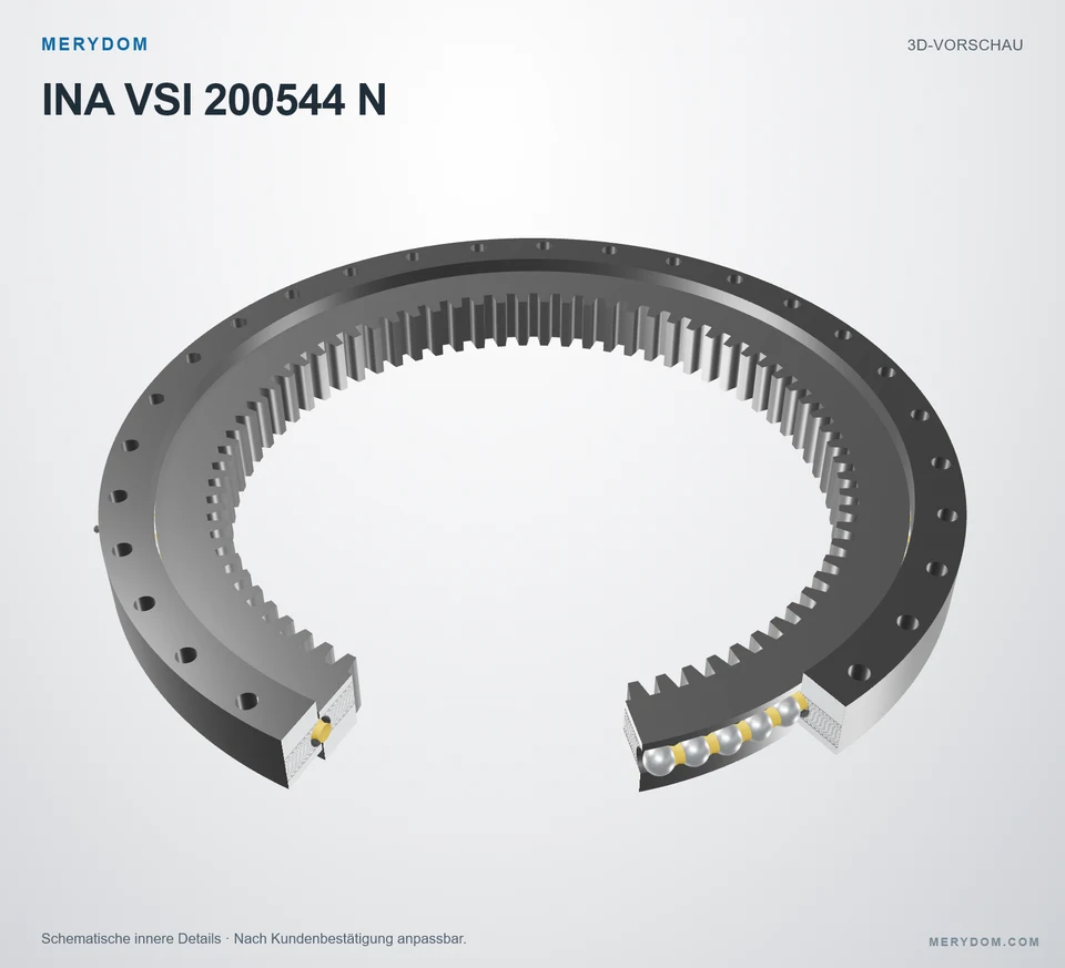 Vorschau des 3D-Modells des MERYDOM-Ersatzdrehkranzes für INA VSI 200544 N.