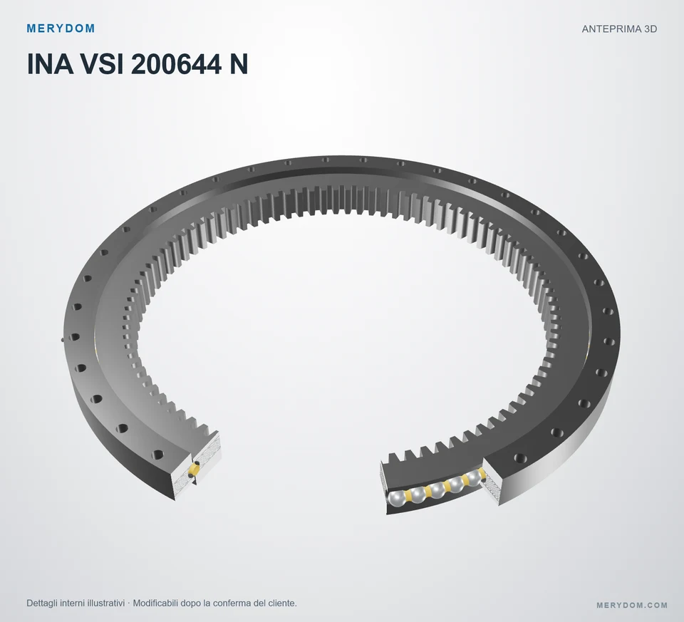 Anteprima del modello 3D del cuscinetto di rotazione sostitutivo MERYDOM per INA VSI 200644 N.