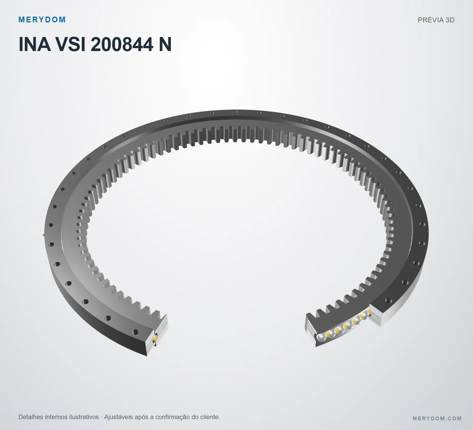 Prévia do modelo 3D do rolamento de giro de substituição MERYDOM para INA VSI 200844 N.