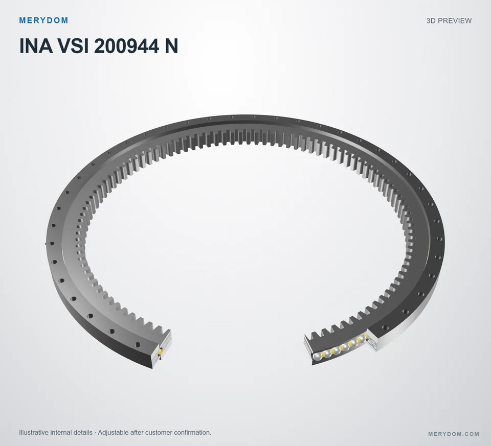 3D model preview of the MERYDOM replacement slewing bearing for INA VSI 200944 N.