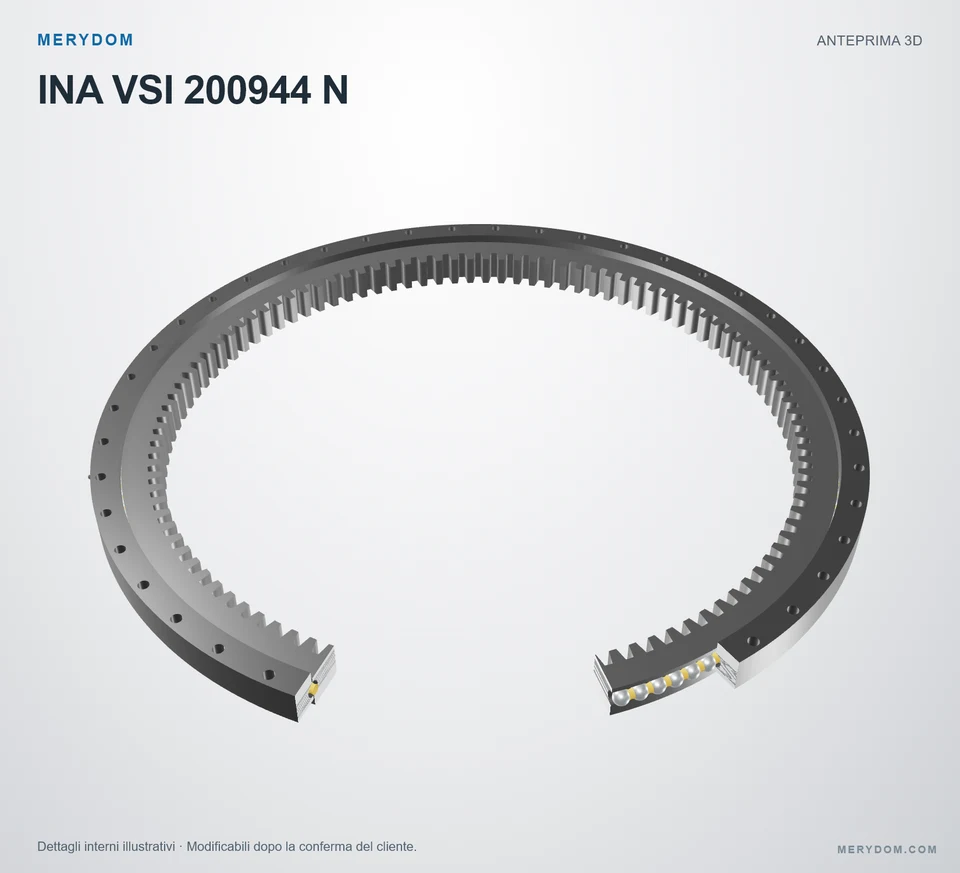 Anteprima del modello 3D del cuscinetto di rotazione sostitutivo MERYDOM per INA VSI 200944 N.
