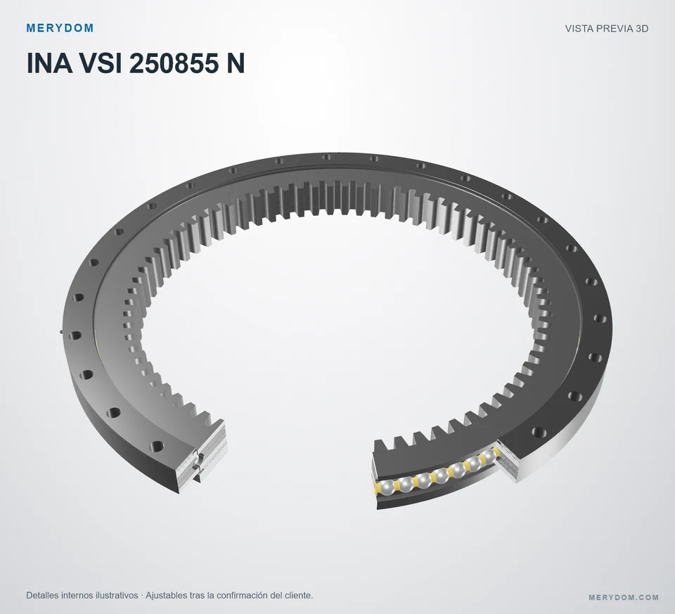 Vista previa del modelo 3D de la corona de giro de sustitución MERYDOM para INA VSI 250855 N.