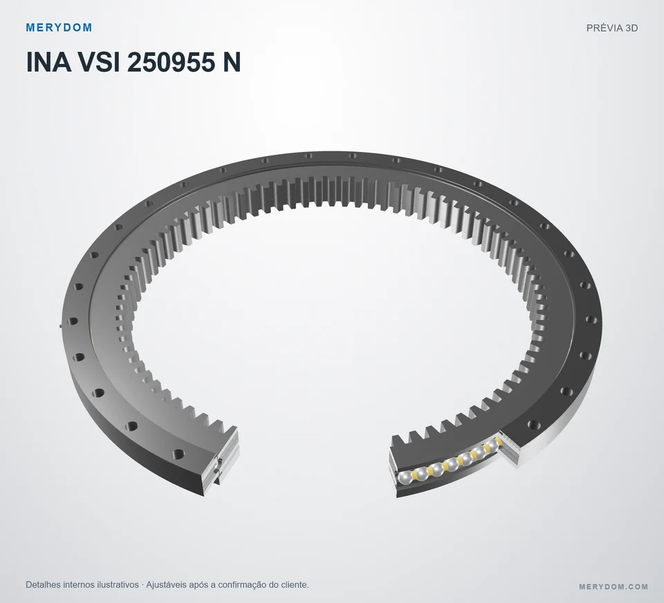 Prévia do modelo 3D do rolamento de giro de substituição MERYDOM para INA VSI 250955 N.