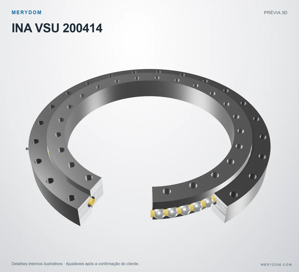Prévia do modelo 3D do rolamento de giro de substituição MERYDOM para INA VSU 200414.