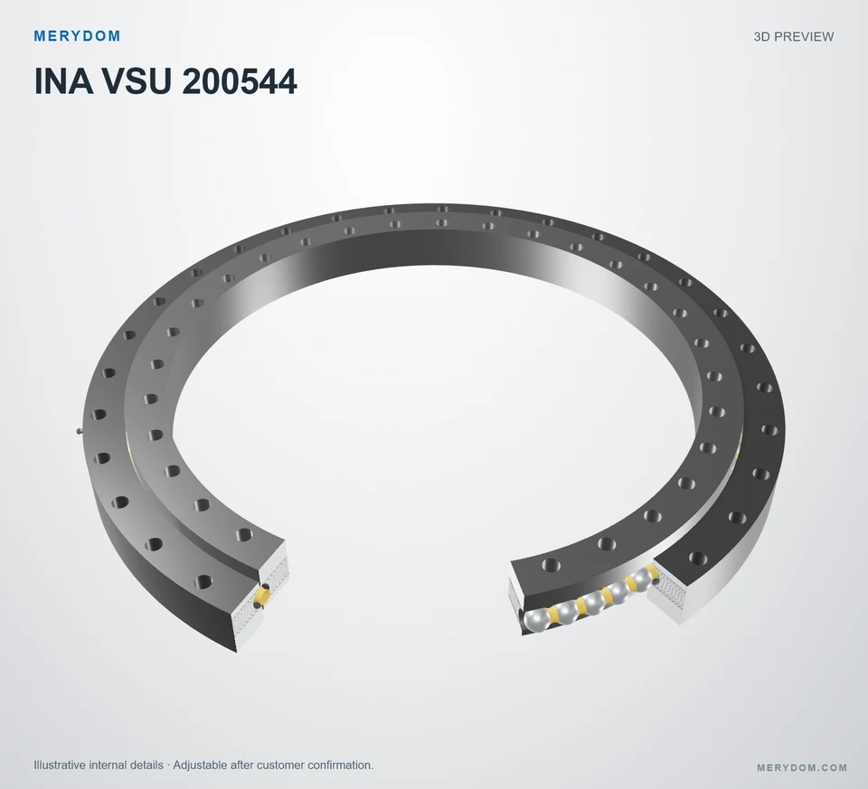 3D model preview of the MERYDOM replacement slewing bearing for INA VSU 200544.