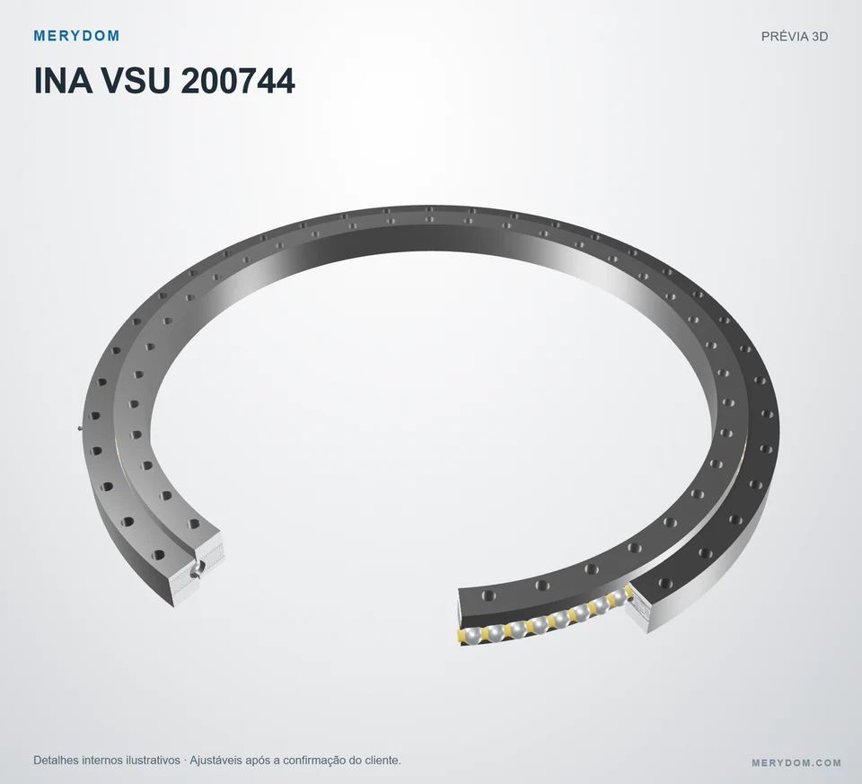 Prévia do modelo 3D do rolamento de giro de substituição MERYDOM para INA VSU 200744.