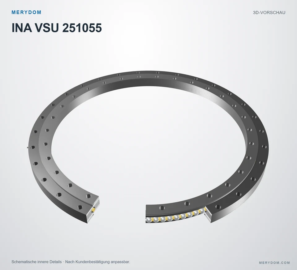 Vorschau des 3D-Modells des MERYDOM-Ersatzdrehkranzes für INA VSU 251055.