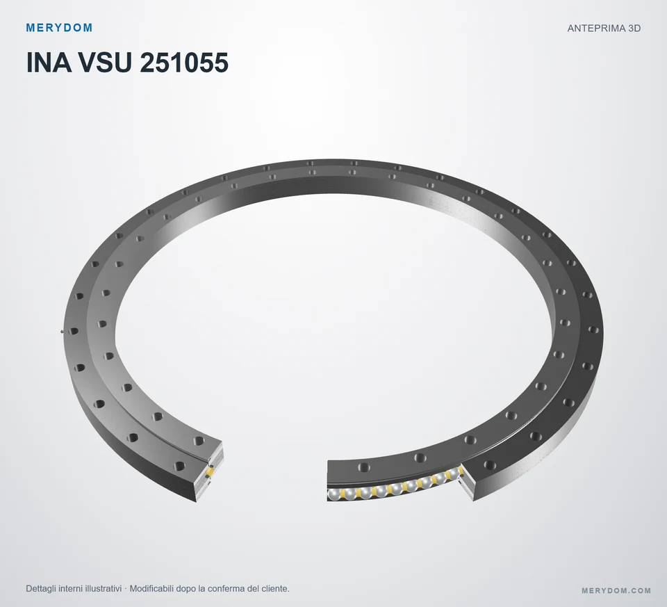Anteprima del modello 3D del cuscinetto di rotazione sostitutivo MERYDOM per INA VSU 251055.
