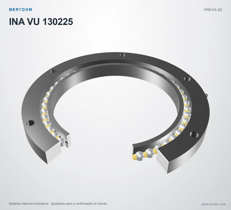 Prévia do modelo 3D do rolamento de giro de substituição MERYDOM para INA VU 130225.