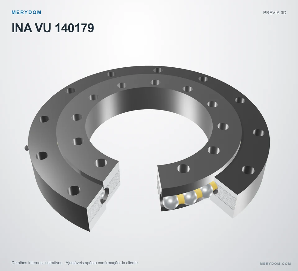 Prévia do modelo 3D do rolamento de giro de substituição MERYDOM para INA VU 140179.