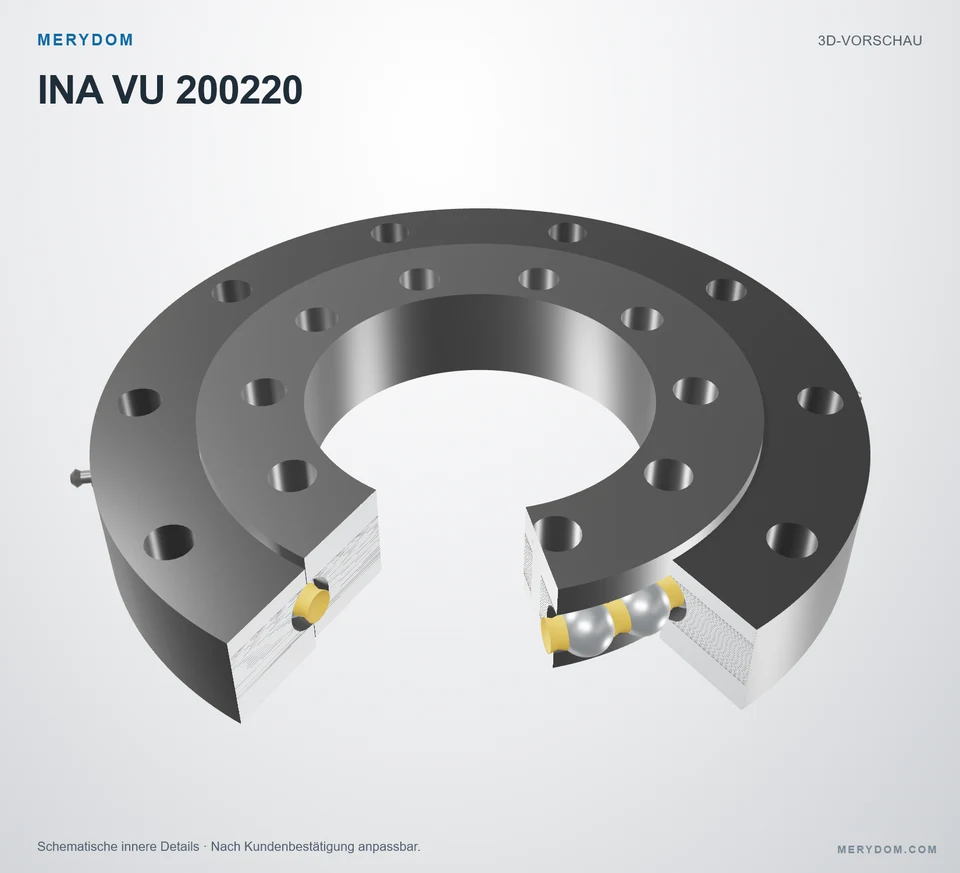 Vorschau des 3D-Modells des MERYDOM-Ersatzdrehkranzes für INA VU 200220.