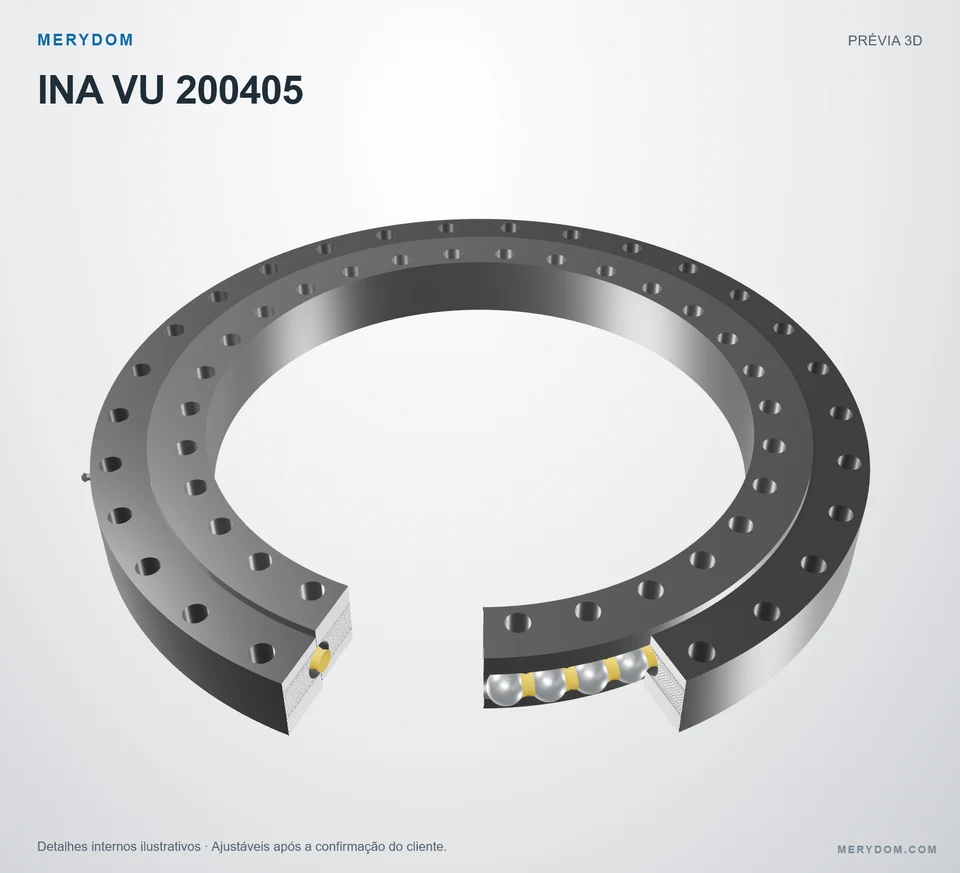 Prévia do modelo 3D do rolamento de giro de substituição MERYDOM para INA VU 200405.