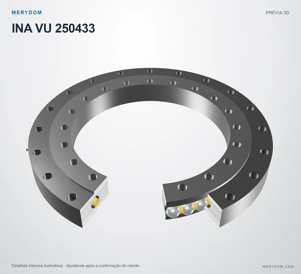 Prévia do modelo 3D do rolamento de giro de substituição MERYDOM para INA VU 250433.