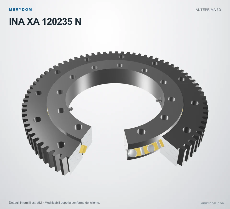 Anteprima del modello 3D del cuscinetto di rotazione sostitutivo MERYDOM per INA XA 120235 N.