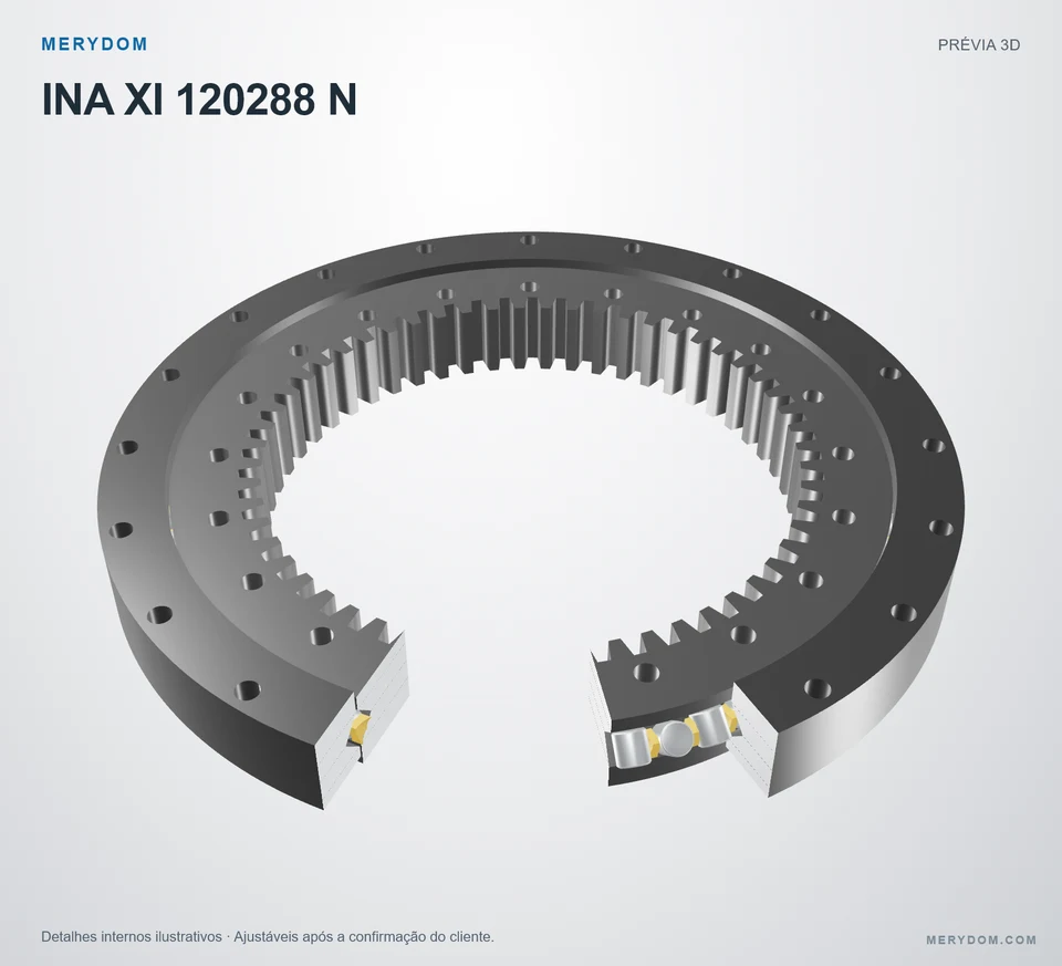 Prévia do modelo 3D do rolamento de giro de substituição MERYDOM para INA XI 120288 N.
