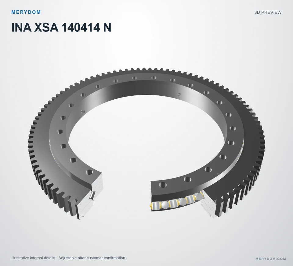 3D model preview of the MERYDOM replacement slewing bearing for INA XSA 140414 N.