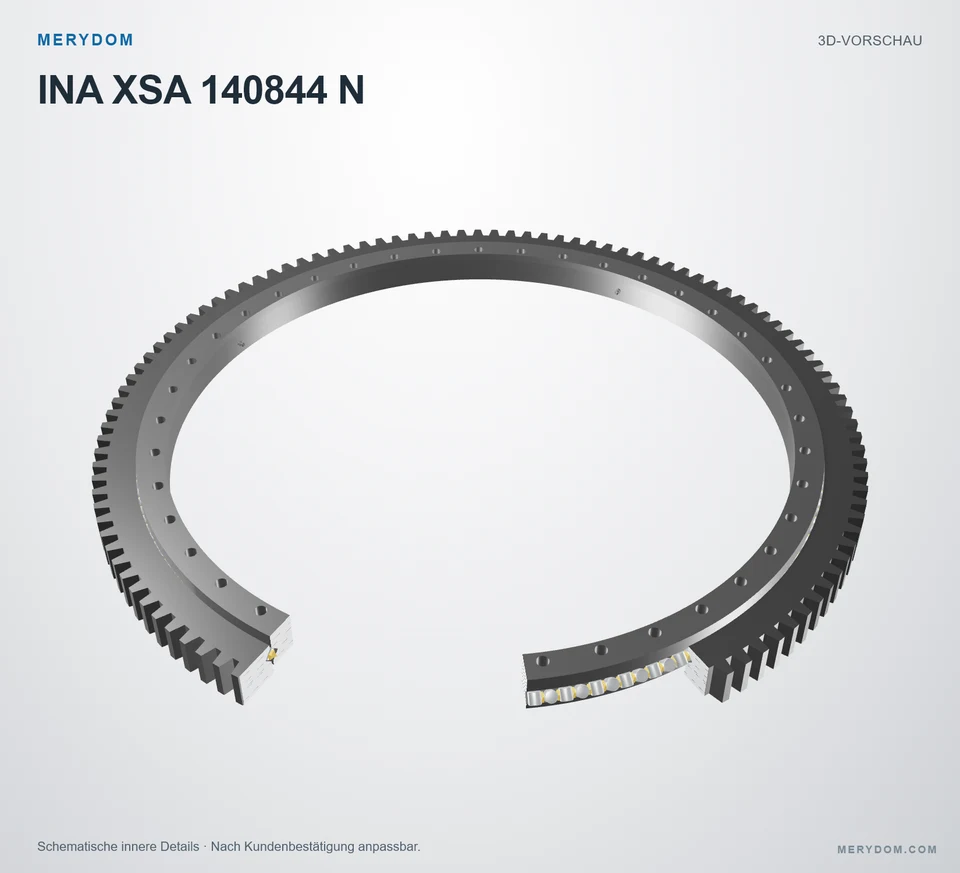 Vorschau des 3D-Modells des MERYDOM-Ersatzdrehkranzes für INA XSA 140844 N.