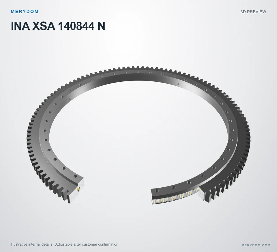3D model preview of the MERYDOM replacement slewing bearing for INA XSA 140844 N.