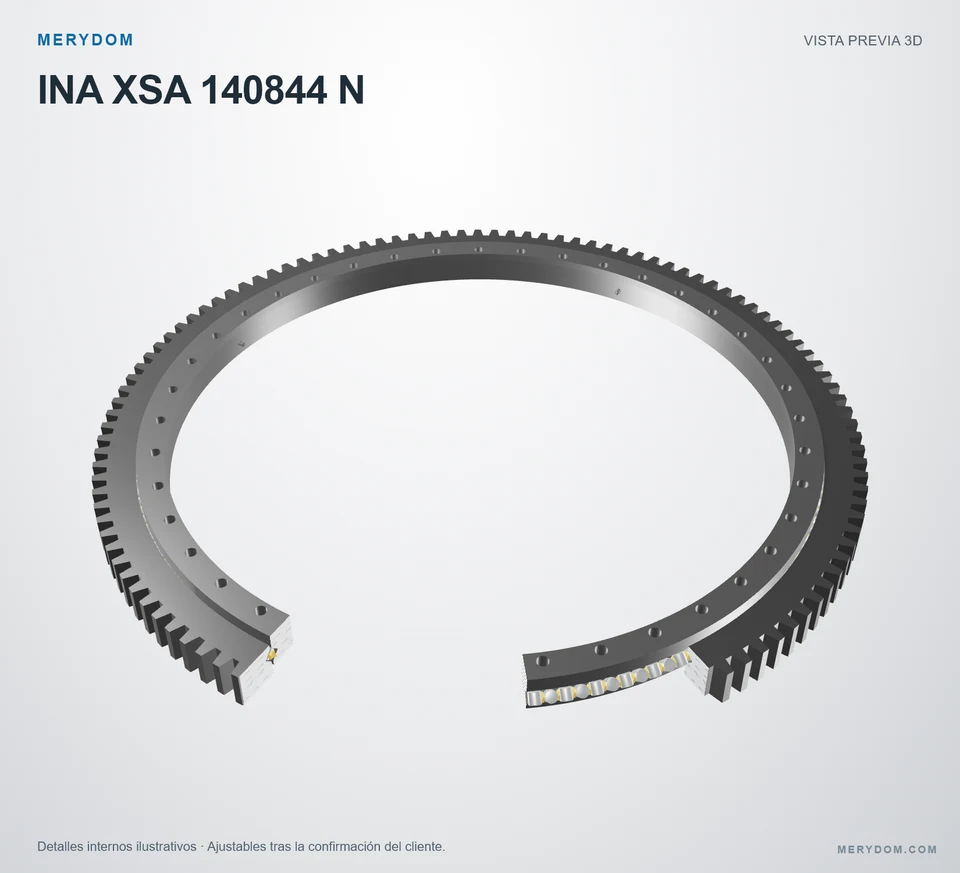 Vista previa del modelo 3D de la corona de giro de sustitución MERYDOM para INA XSA 140844 N.