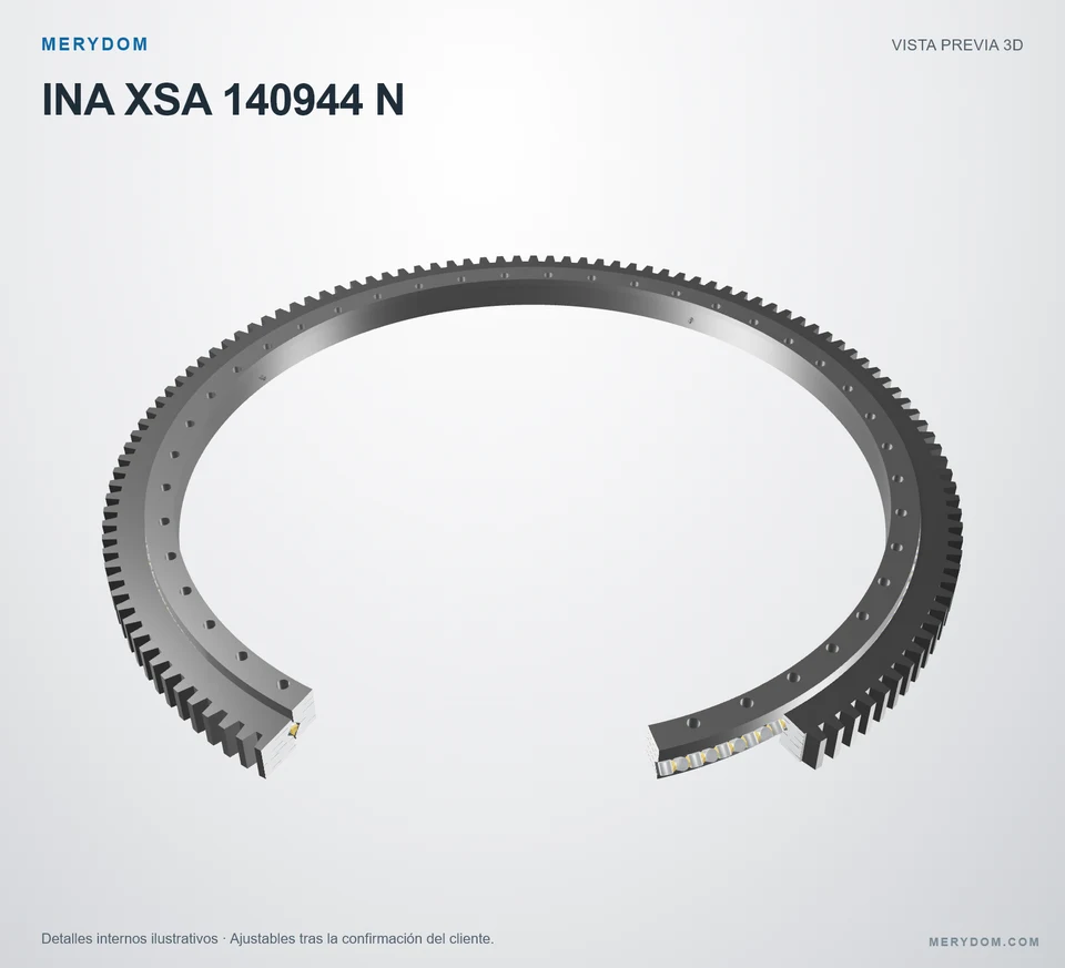 Vista previa del modelo 3D de la corona de giro de sustitución MERYDOM para INA XSA 140944 N.