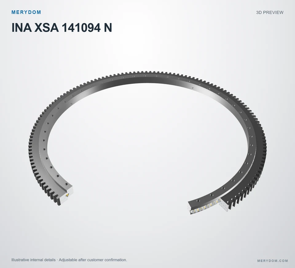 3D model preview of the MERYDOM replacement slewing bearing for INA XSA 141094 N.