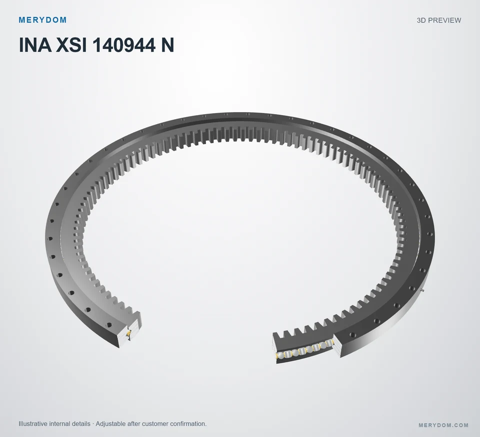 3D model preview of the MERYDOM replacement slewing bearing for INA XSI 140944 N.