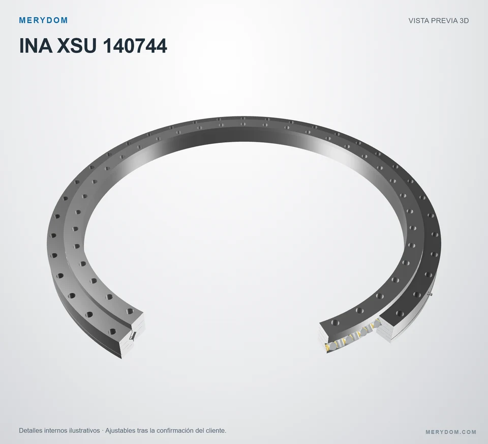 Vista previa del modelo 3D de la corona de giro de sustitución MERYDOM para INA XSU 140744.