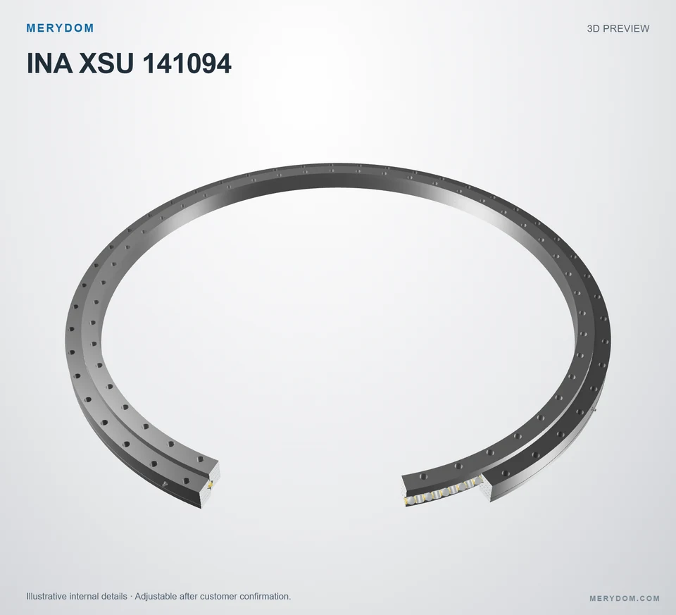 3D model preview of the MERYDOM replacement slewing bearing for INA XSU 141094.