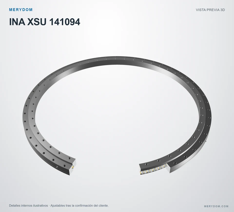 Vista previa del modelo 3D de la corona de giro de sustitución MERYDOM para INA XSU 141094.