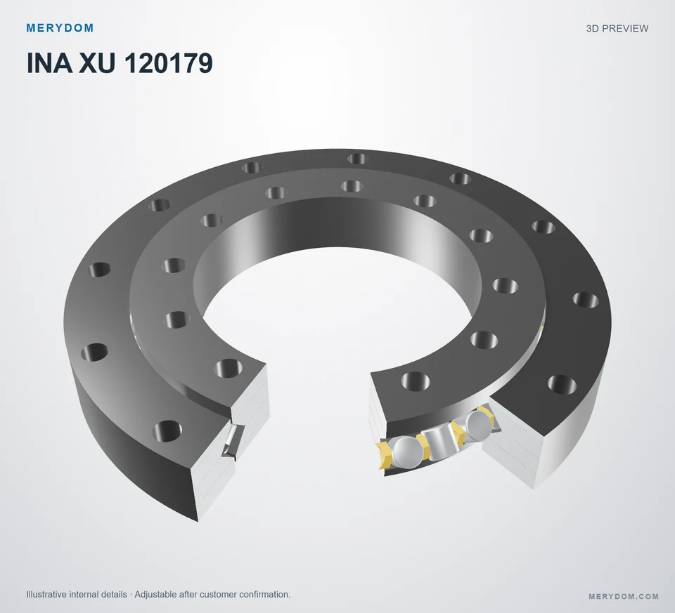 3D model preview of the MERYDOM replacement slewing bearing for INA XU 120179.