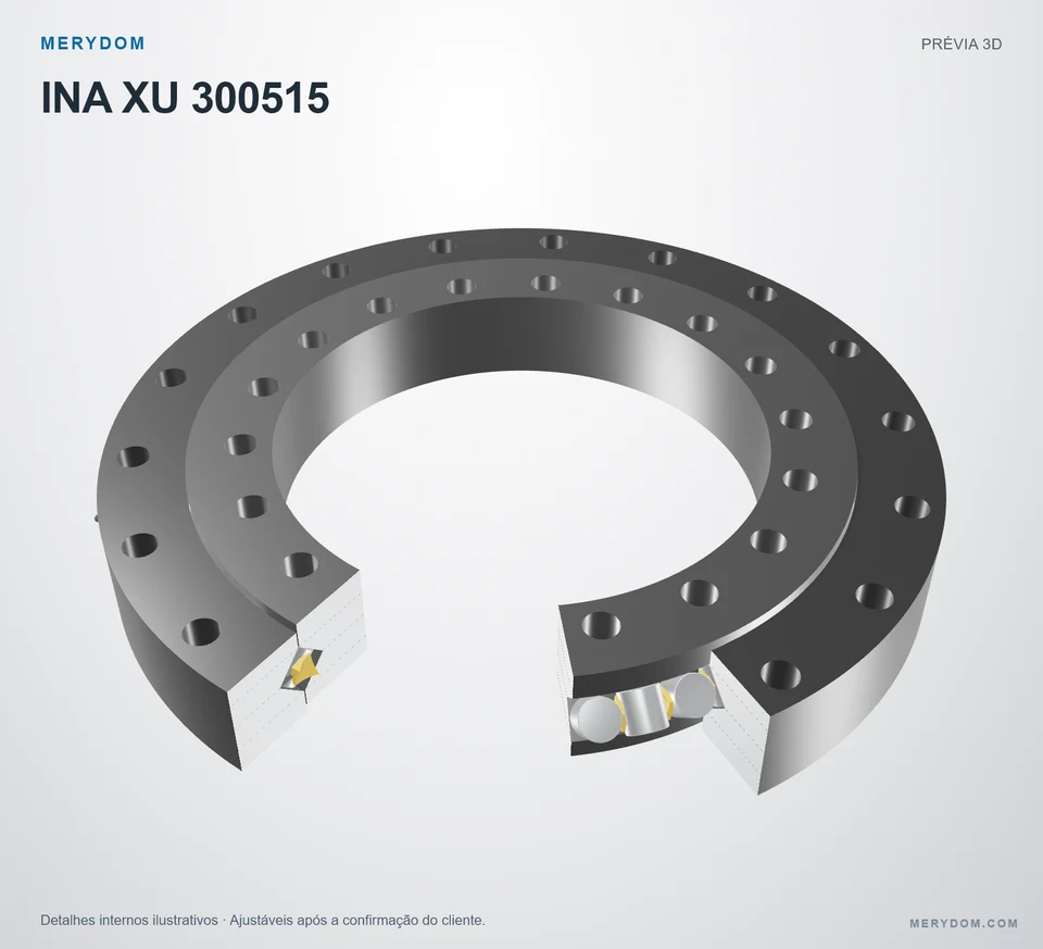 Prévia do modelo 3D do rolamento de giro de substituição MERYDOM para INA XU 300515.