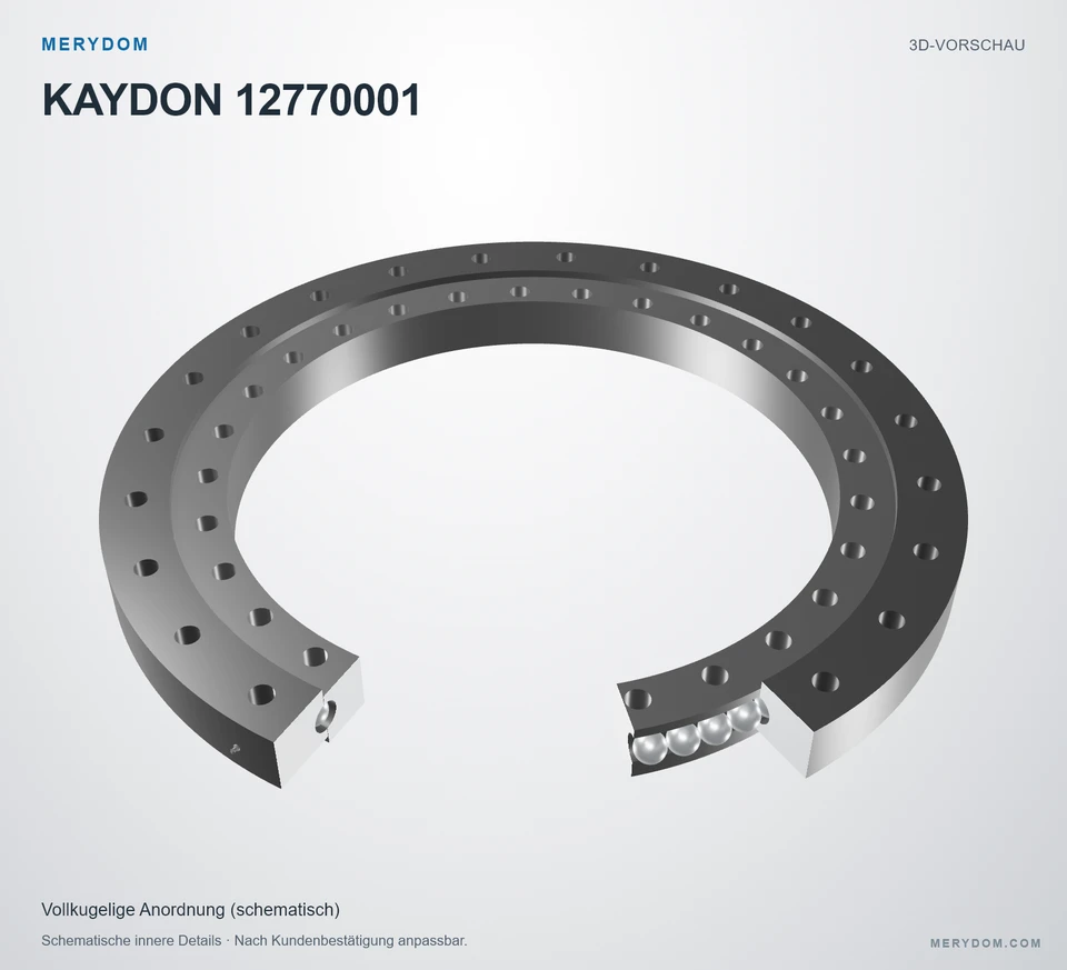 Vorschau des 3D-Modells des MERYDOM-Ersatzdrehkranzes für KAYDON 12770001.